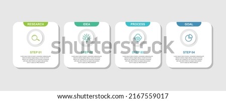Business infographic process with square template design with icon and 4 options or steps. Vector illustration.