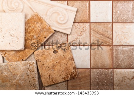 Ceramic tiles of different sizes and colors
