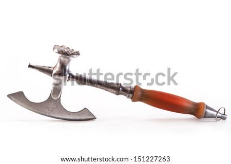 Ax for chopping meat products on a white background