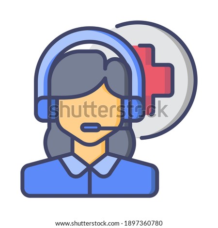 filled line icon customer service or medical call with white background. Premium Vector EPS10