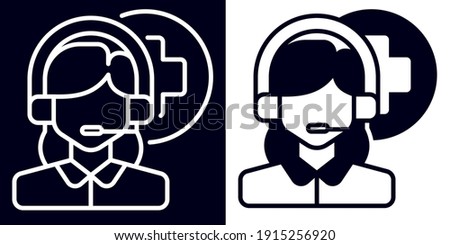 customer service or medical call outline and solid icon Premium Illustration Vector