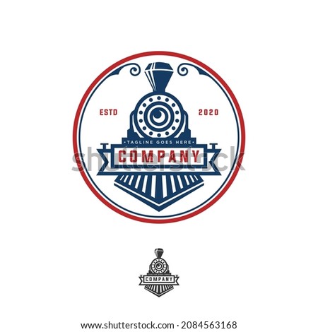 Locomotive logo vintage emblem illustration front view isolated silhouette