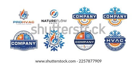 Set of hvac logo vector design premium quality, professional hvac logo, the best heating and cooling logo template design collection fit for home service