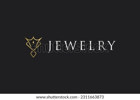 Jewelry store logo design template. Elegant and luxury gold jewellery logo concept in black background