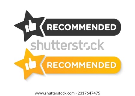 Recommended icon vector label design with thumbs up and star icon fit for marketing element recommendation tag badge