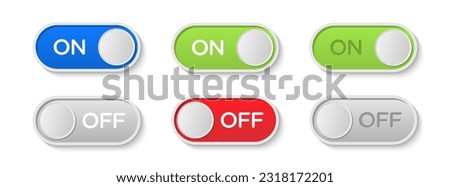 Turn on off toggle switch buttons vector design in white background fit for user interface elements