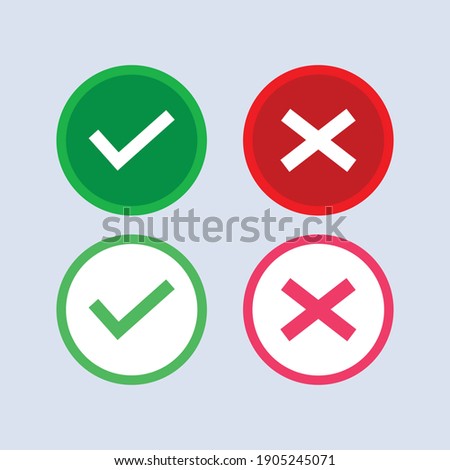 Check list and cancel icon illustration isolated in white background