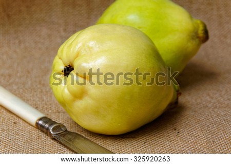 Golden Apple Cydonia ideal way to diet on a wooden table