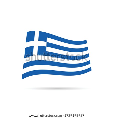 greece flag hellas on wind design illustration in colorful