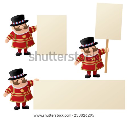 Yeoman of the Guard or Tower of London Guard with messages.
