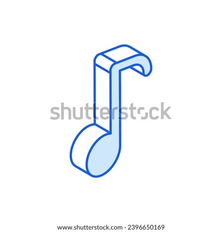 Isometric icon in outline. Modern flat vector Illustration. Musical note symbol.