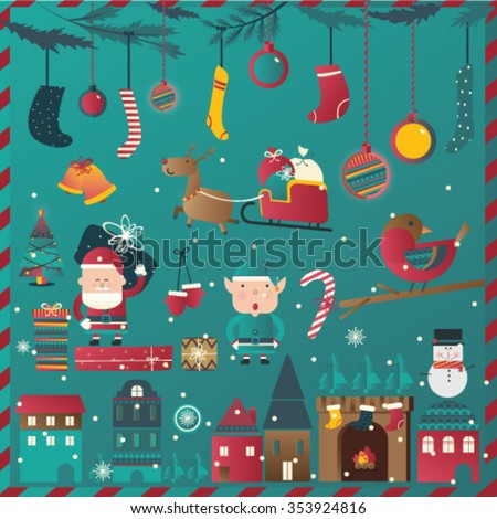 Merry Christmas with Red Balls Free Vector | 123Freevectors
