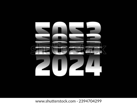 Passing into New Year 2024 Flip text effect isolated on black background, Vector text Illustration.