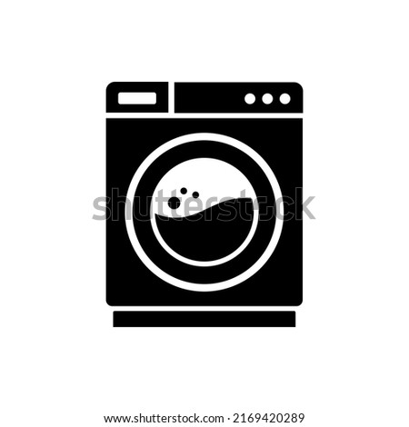 Washing Machine Icon. Laundry Service Sign. Clothing Cleaner Vector. Washing Machine Silhouette. Perfect for icon designs on mobile apps and websites that mirror a washing machine or laundry.