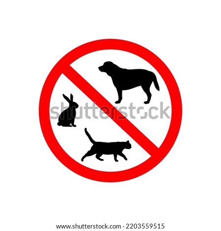 No Pets Allowed Sign Vector On White Background. The Best No Dog Sign. No dogs allowed, red and black color, vector illustration. No pets allowed, pets prohibition sign, vector illustration.