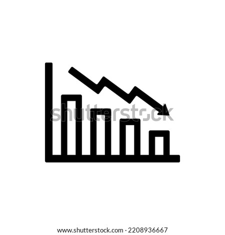 Recession Icon Vector or Decrease Icon Vector on White Background. Decrease Icon, Traffic Drop Icon Vector Art. Best Drop sign For Mobile Apps Menu Design. Decreasing value in form of a line and bar.