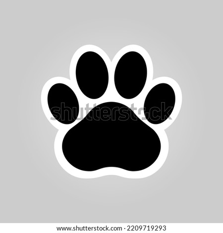 Black Cat Footprint Sticker Vector or Black Cat Paw Sticker Vector Isolated. Cat Footprint Sticker Vector Vector Isolated. Cat paw for sticker, logo, postcard, and t-shirt.