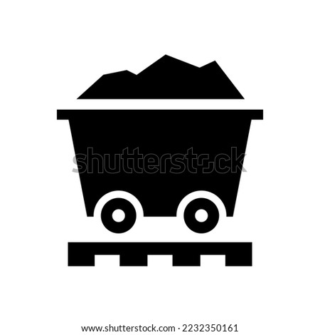 Best mine cart icon vector or Single mine cart icon isolated on white background. Gold, silver, platinum, tungsten, aluminum, copper, titanium and tin mining cart icon simple design. Mining cart icon.