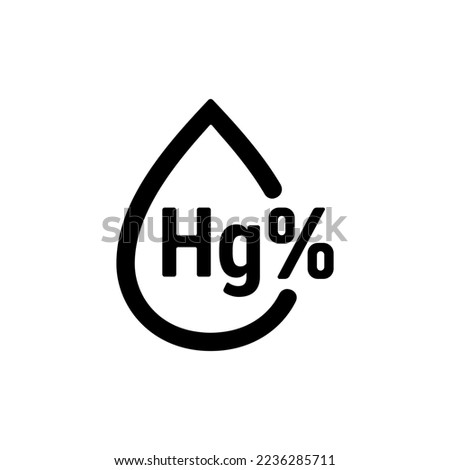 Mercury icon vector or Mercury outline icon or Hg symbol isolated. Periodic table element mercury icon on white background. Vector illustration. hydrargyrum outline icon, or quicksilver isolated sign.