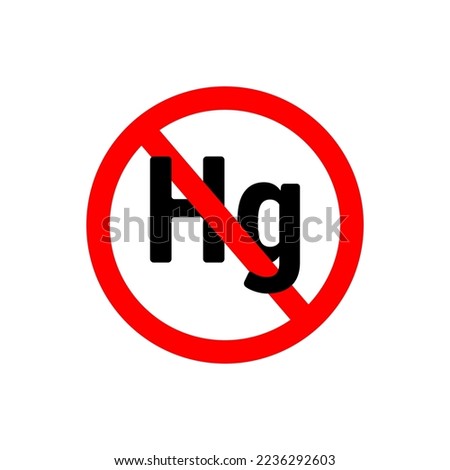 No Mercury icon vector or No Mercury outline icon or No Hg symbol isolated. Periodic table element mercury icon on white background. The best No Mercury icon vector isolated.