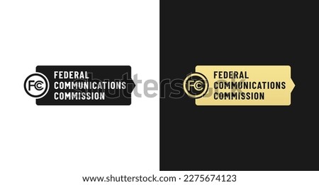 Federal communications commission FCC Seals Label Vector Isolated in Flat Style. Best Federal communications commission label vector. FCC mark vector isolated on black and white background.