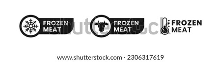 Frozen meat label or Frozen meat sign vector isolated in flat style. Best Frozen meat label for product packaging design element. Simple Frozen meat sign for packaging design element.