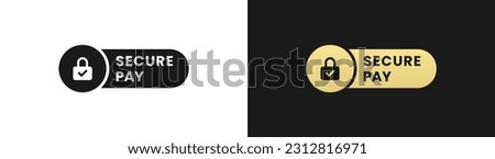 Secure pay label or Secure pay sign vector isolated in Flat Style. Secure pay label for product packaging design element. 100% Secure payment sign for packaging design element.