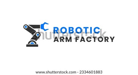 Robotic arm factory. Robotic arm factory vector isolated for industrial illustration. Best Robotic arm factory vector in flat style. Robotic arm factory logo for business.