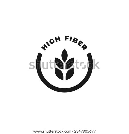 High fiber icon or High fiber label vector isolated. High fiber icon for product packaging design element. High fiber label for packaging design element.
