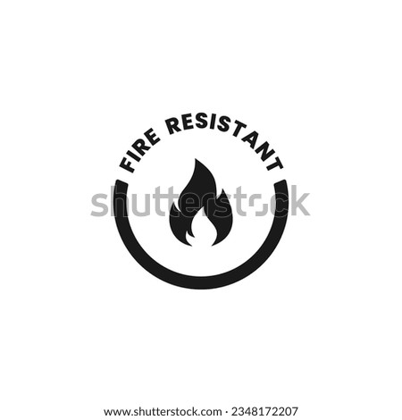 Fire Resistant Icon or Fire Resistant Label Vector Isolated. Flame protection. Vector fire shield. Vector shield icon. Protection icon. Fire resistant vector icon. Flame resistant sign.