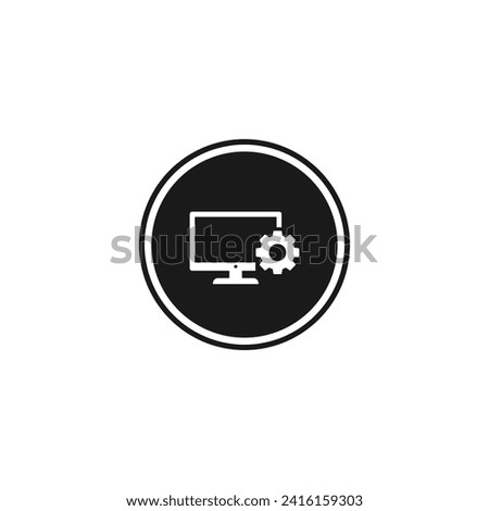 Display setting symbol or Monitor setting sign vector isolated. Best Display setting icon vector for mobile apps, websites, security design element and more.
