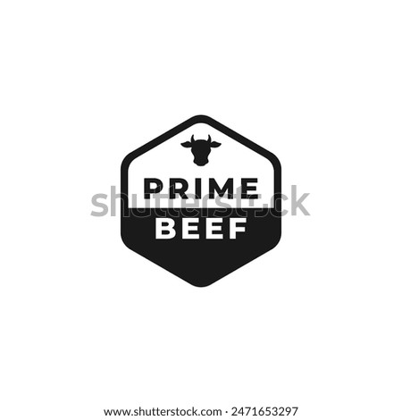 Prime beef stamp or label vector isolated in flat style. Best prime beef logo for product packaging design element. Elegant prime beef logo for packaging design element.