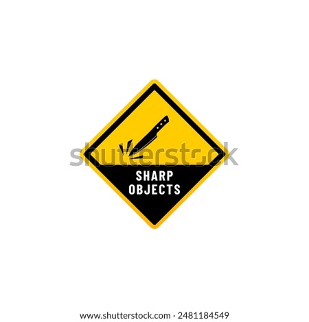 Caution Sharp objects or danger sharp objects sign vector isolated. Best warning Sharp objects for Sharp object danger warning