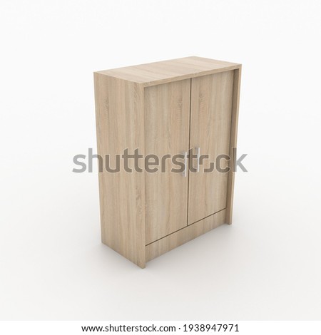 Sideboard with open shelves on both sides. sideboard looks perspective. sideboard with a minimalist design. Sideboard on white background. 3d rendering