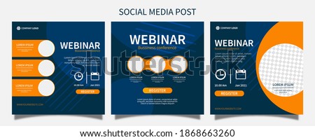 Set webinar social media post template concept design. online marketing promotion banner.