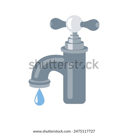 water tap with drop of water flat illustration