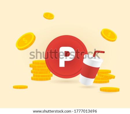 event Point coin Payment illustration set. cash, coin, dollar, money.  Vector drawing. Hand drawn style.