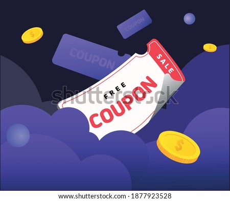 a day full of coupons and points illustration set. dollar, cloud, coin, event. Vector drawing. Hand drawn style.