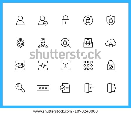 authorization linear icons and color icons. login, logout, password, key, lock. Set of pattern, recognition symbols drawn with thin contour lines. Vector illustration.