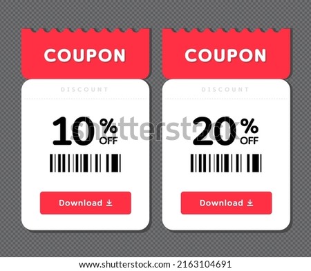 The shopping mall issues event coupons for discounts illustration set. tickets, coins, the market, the dollar, Barcode. Vector drawing. Hand drawn style.