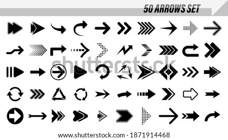 Set of 50 arrows. Arrows for pen markers banner. Doodle marker. Hand drawn arrows set. Sketchy arrow design. Vector illustration