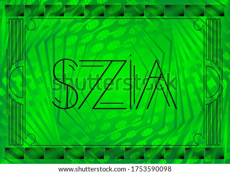 Art Deco Szia (Hungarian, Hello in Hungary) text. Decorative greeting card, sign with vintage letters. Stock fotó © 