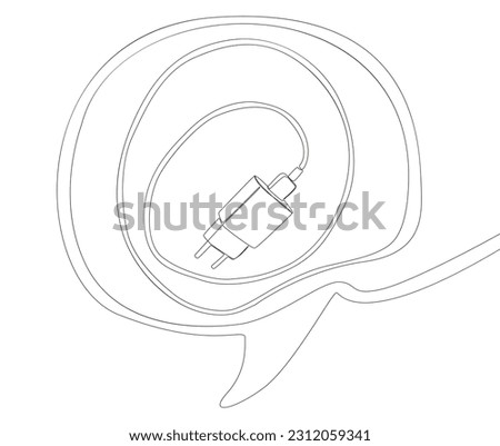 One continuous line of speech bubble with Smart phone charger. Thin Line Illustration vector concept. Contour Drawing Creative ideas.
