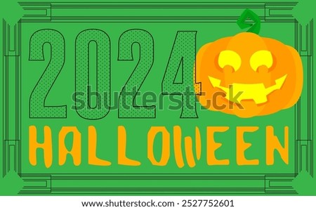 Halloween poster. Banner template for 2024 October Holiday event. Design with Jack O' Lantern pumpkin. Social media post for invitation.