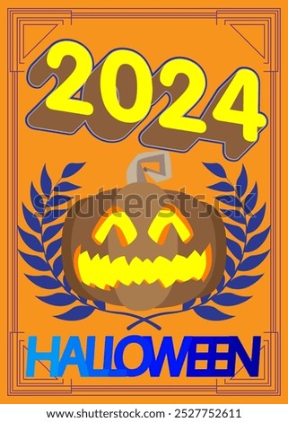 Halloween poster. Banner template for 2024 October Holiday event. Design with Jack O' Lantern pumpkin. Social media post for invitation.