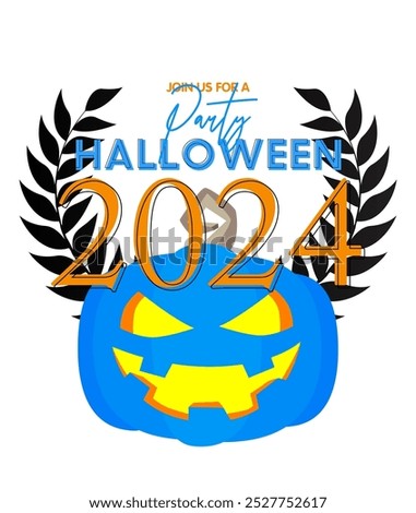 Halloween poster. Banner template for 2024 October Holiday event. Design with Jack O' Lantern pumpkin. Social media post for invitation.