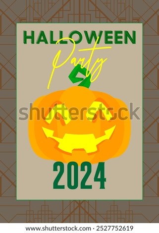 Halloween poster. Banner template for 2024 October Holiday event. Design with Jack O' Lantern pumpkin. Social media post for invitation.