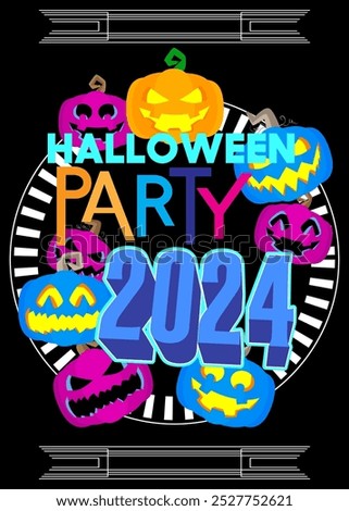 Halloween poster. Banner template for 2024 October Holiday event. Design with Jack O' Lantern pumpkin. Social media post for invitation.