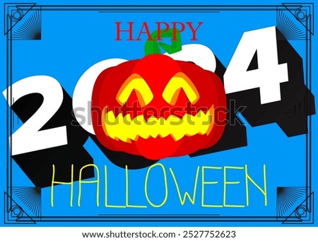 Halloween poster. Banner template for 2024 October Holiday event. Design with Jack O' Lantern pumpkin. Social media post for invitation.