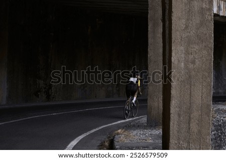 Image, Stock Photo Cyclist appears on the line from the airfield